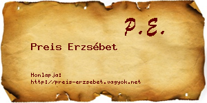 Preis Erzsébet névjegykártya